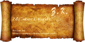 Zámbori Kunó névjegykártya